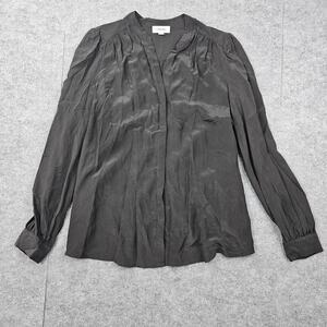 L'Agence Blouse Womens Medium Black Silk Button Back Quiet Luxury Timeless Top